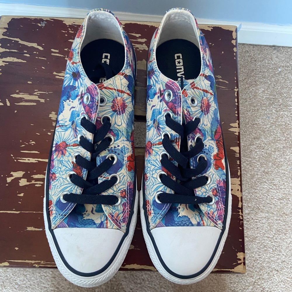 Flower floral pink blue orange converse 8